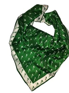 Green Patterned Satin Scarf - Women's Accessory Vintage 1960’s Vera Neumann